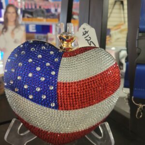 Bling American Flag Heart Shaped Clutch
