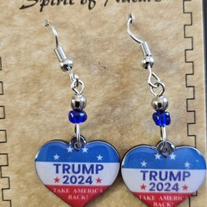 Trump 2024 Heart Earrings