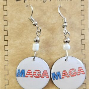 White Round MAGA Earrings