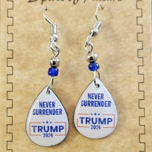 White Never Surrender Teardrop Earrings