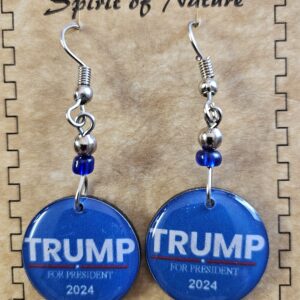 Round Blue Trump 2024 Earrings
