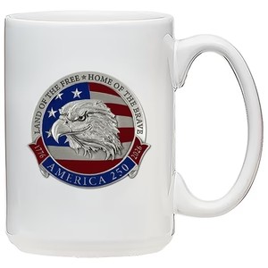 America 250 Red, White, Blue Pewter Coffee Mug